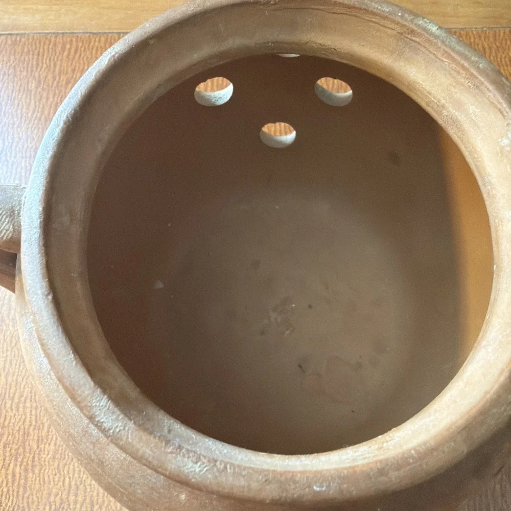Vtg Himark Made In Italy Terracotta Garlic Keeper Jar Great Patina Signed 5